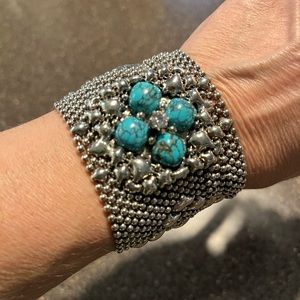 Sergio Gutierrez Liquid Metal Bracelet with Turqoise
